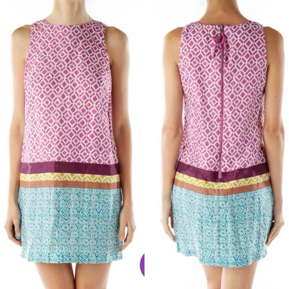 Ann Taylor Loft Geometric Linen Sleeveless Dress